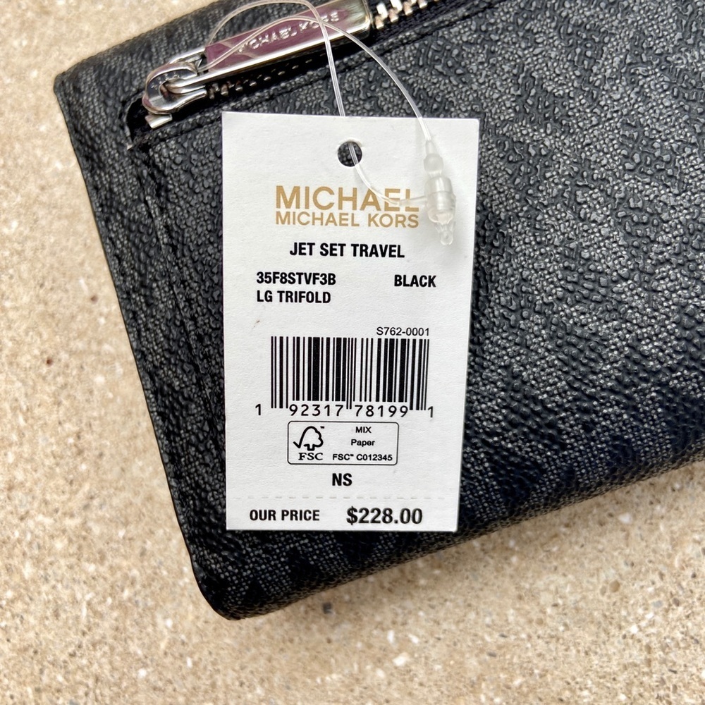 Michael Kors Jet Set Trifold Wallet Black - Picture 6 of 6